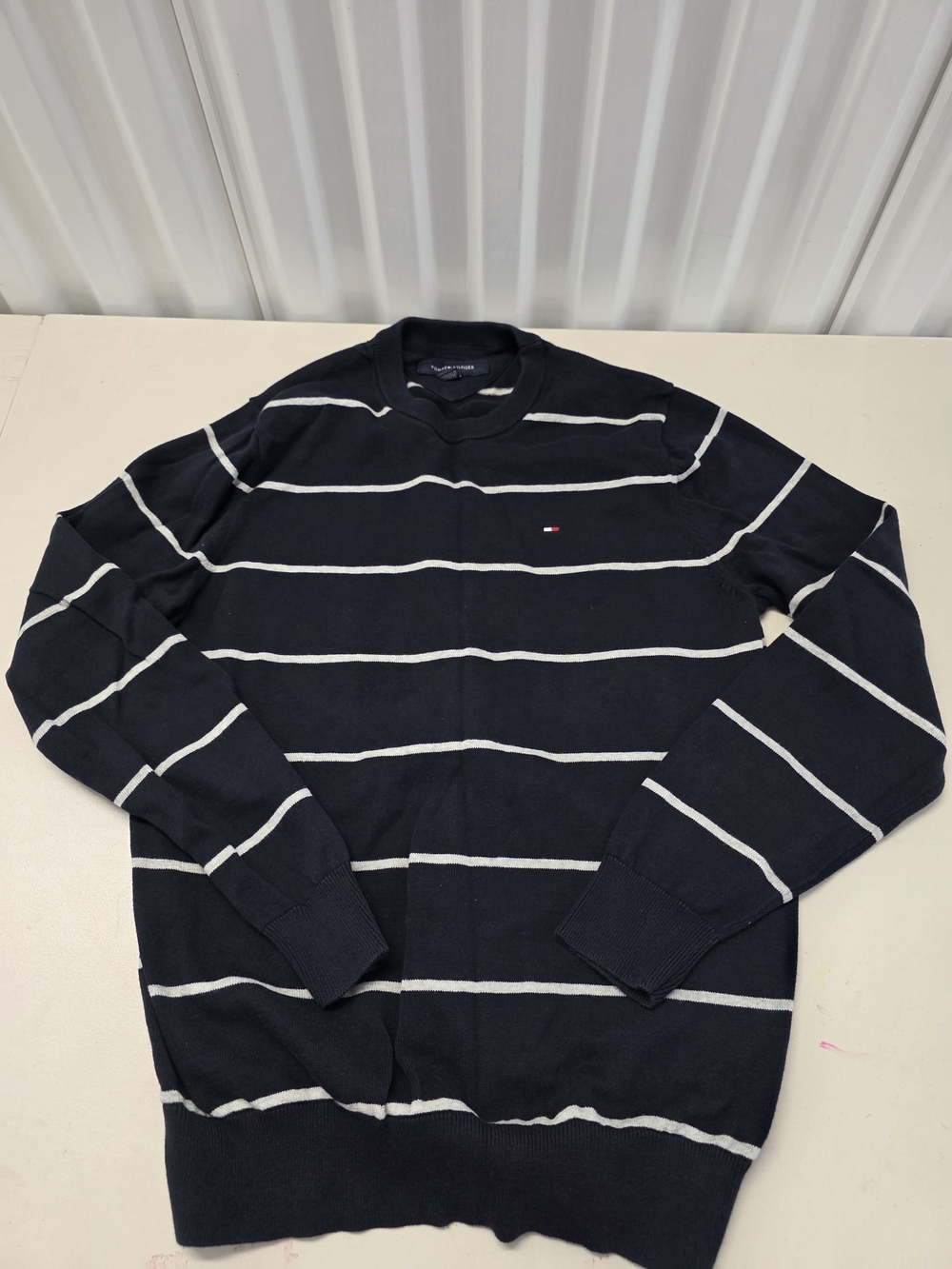 Tommy Hilfiger Men's Navy Stripe Crewneck Sweater
